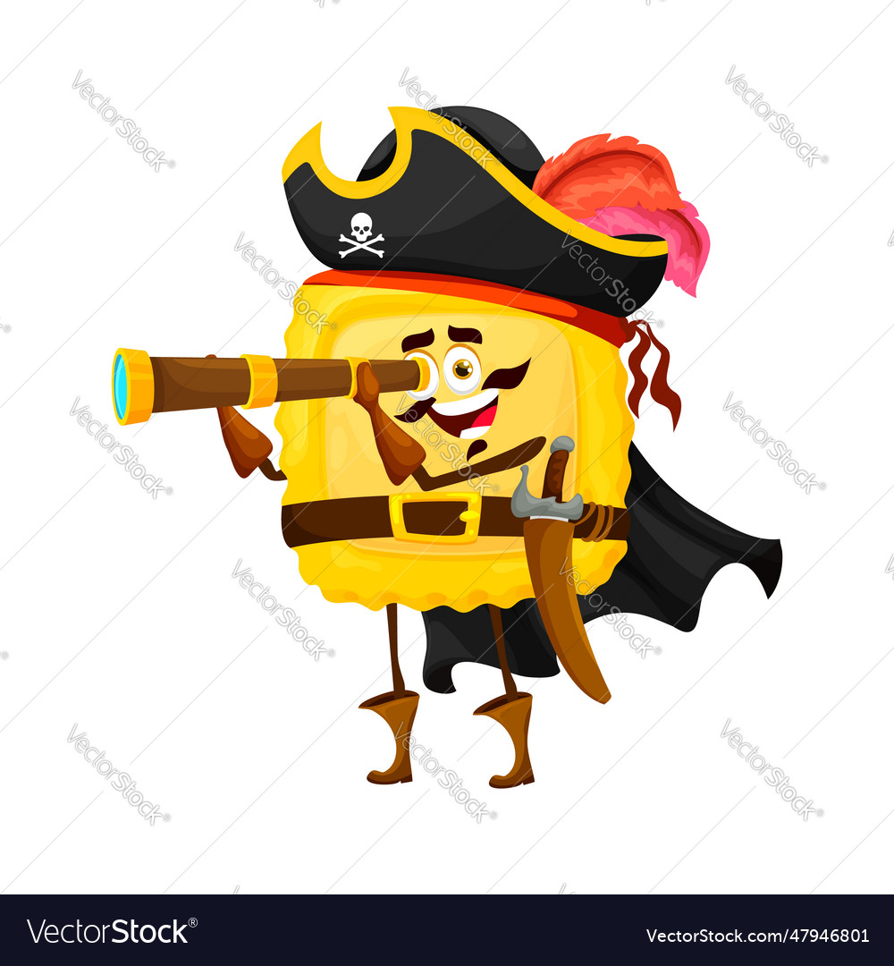 Cartoon ravioli italian pasta pirate character Vector Image