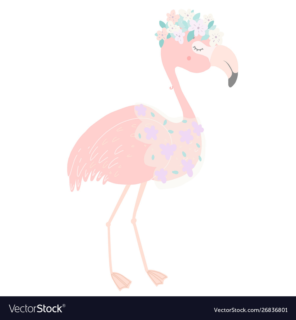 Süße rosa Flamingo mit Blumen Schleier