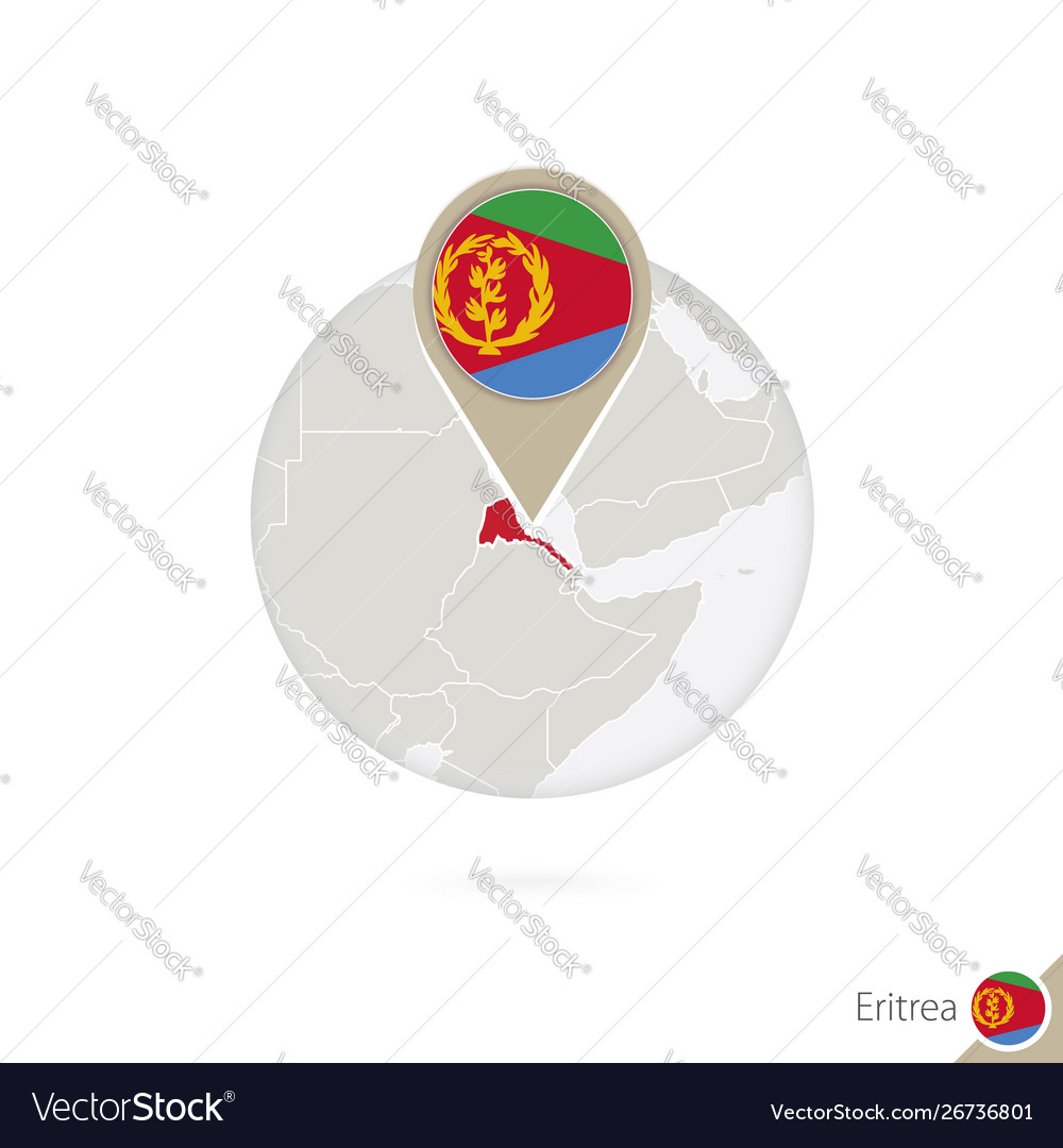 Eritrea map and flag in circle vector image Eritrea map and flag in circle