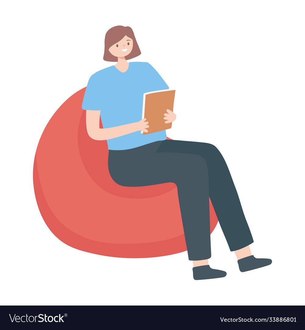 Girl sitting reading a book isolated design white