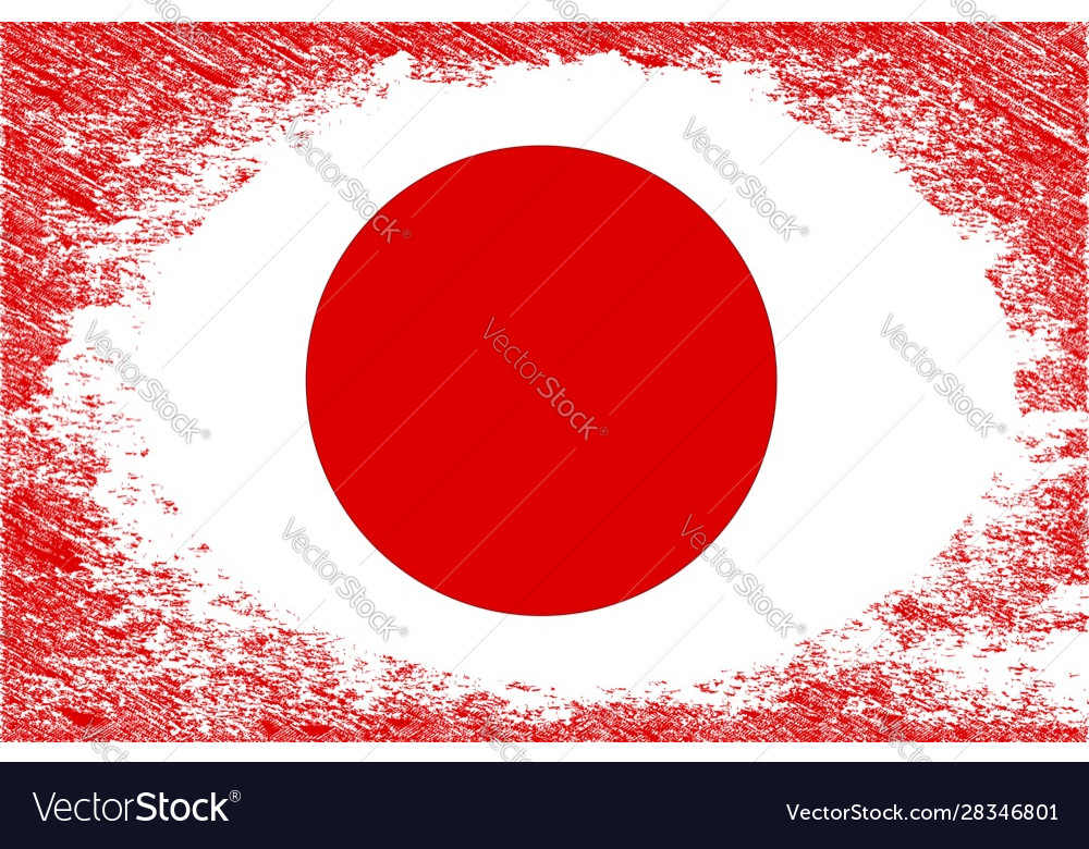 Japanese flag with heavy oval grunge Royalty Free Vector