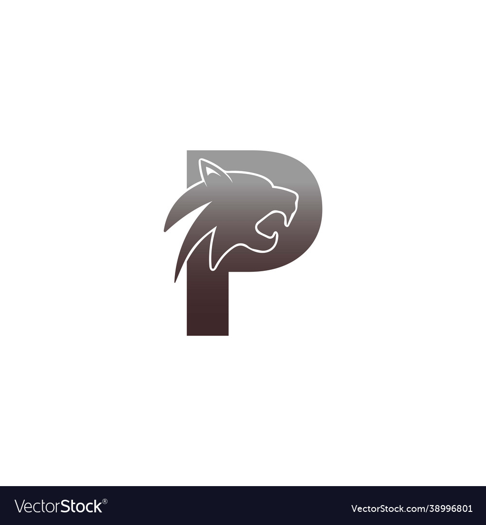 Letter p with panther head icon logo vector image Letter p with panther head icon logo