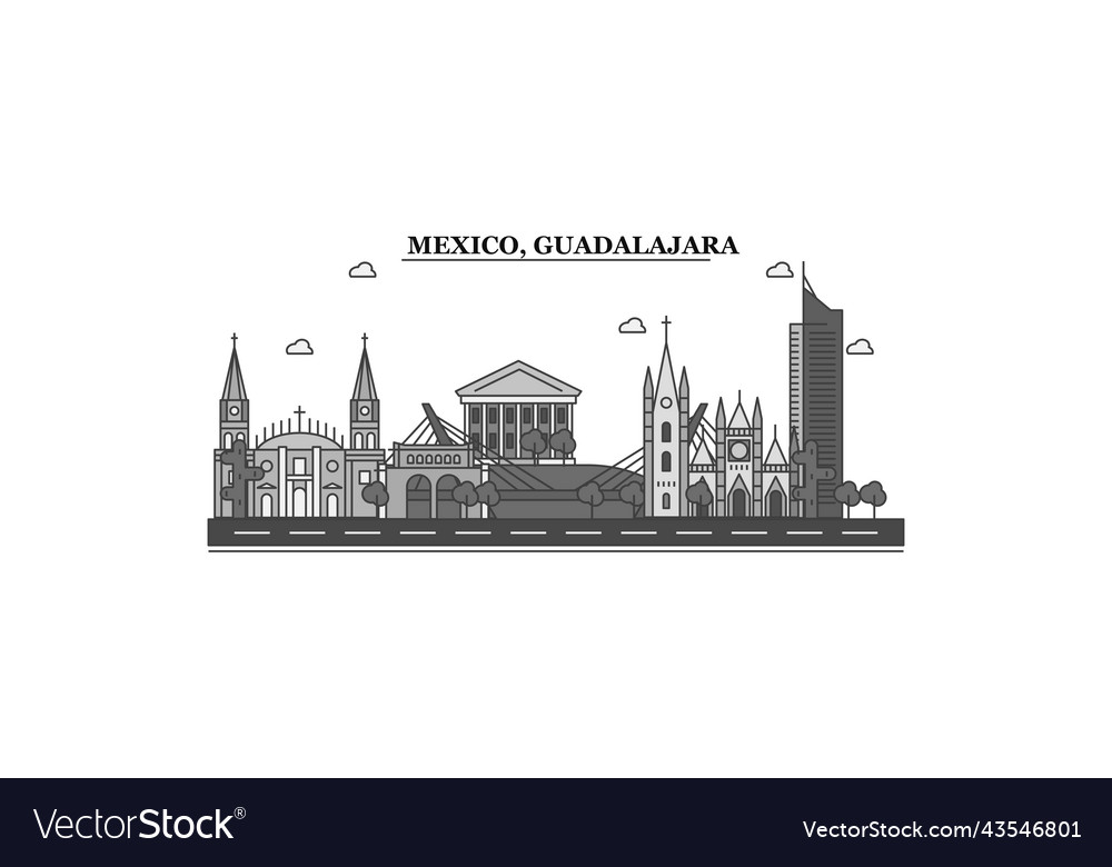 Mexico guadalajara city skyline isolated