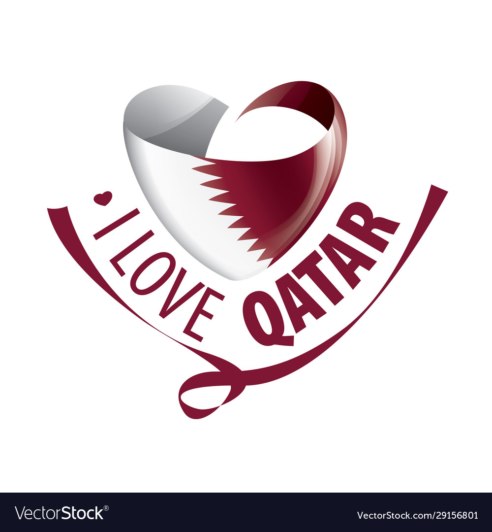 National flag qatar in shape a heart