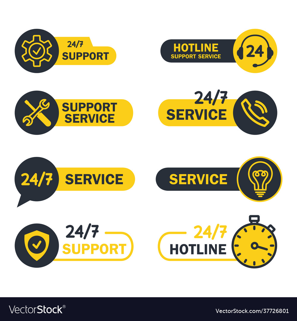Online global technical support 24 on 7 buttons vector image Online global technical support 24 on 7 buttons