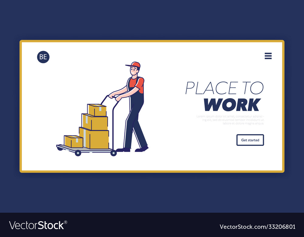 Post service landing page with delivery man carry