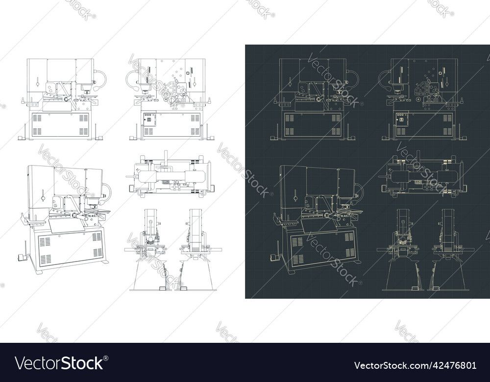 Punch machine blueprints Royalty Free Vector Image