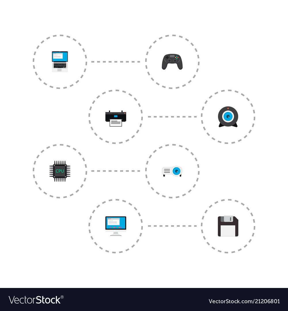 Set computer icons flat style symbols vector image Set computer icons flat style symbols