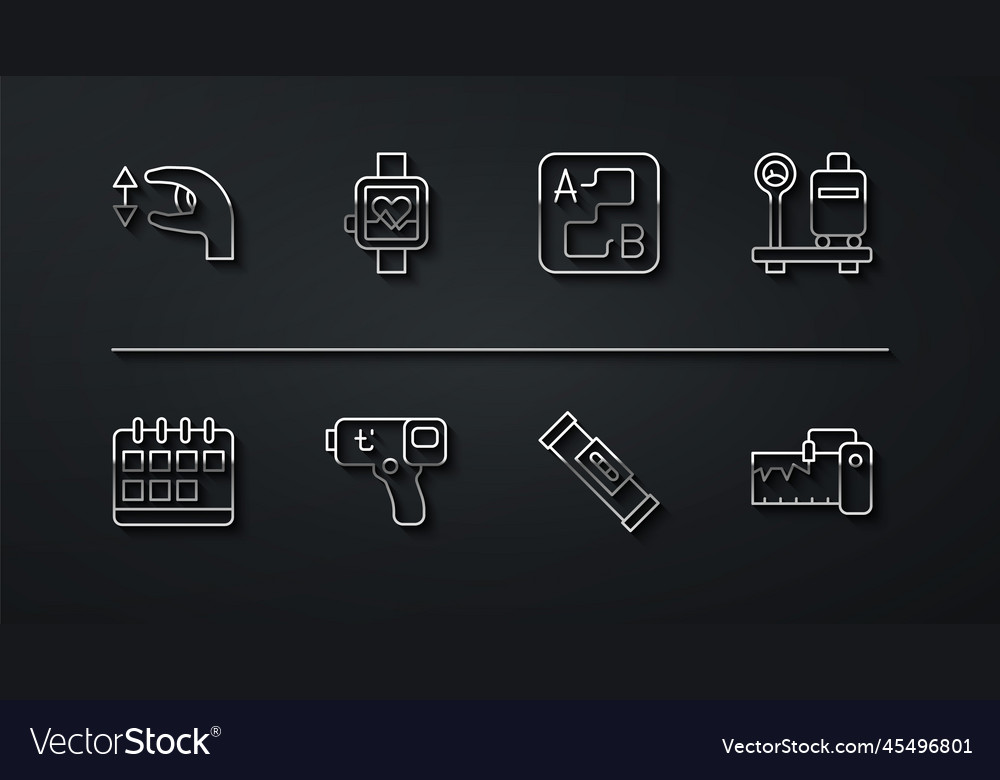 Set line approximate measurements calendar scale vector image Set line approximate measurements calendar scale