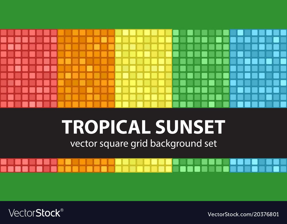 Square pattern set tropical sunset seamless tile