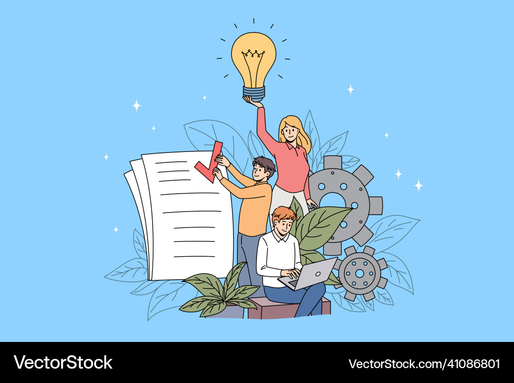 Teamwork collaboration and business idea concept Vector Image