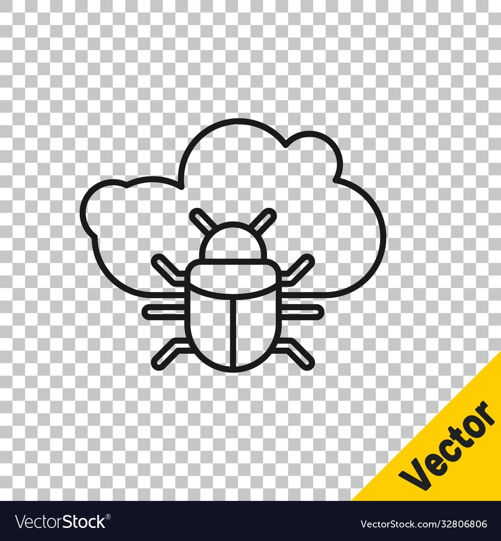 Black line system bug on a cloud icon isolated