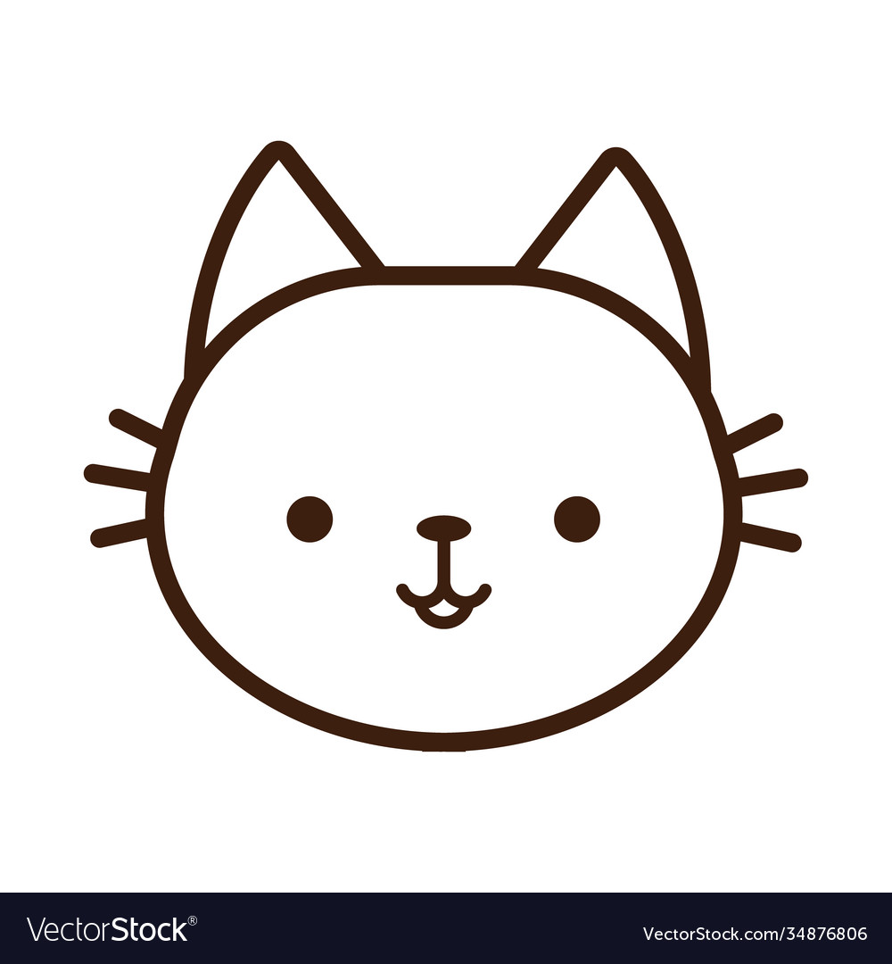 Cute little cat kawaii animal line style Vector Image