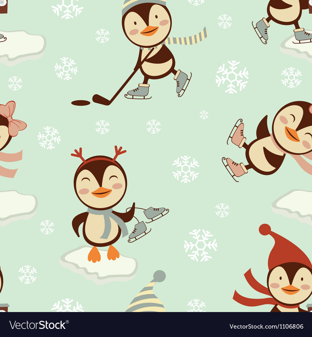 Cute Penguins Skating Pattern