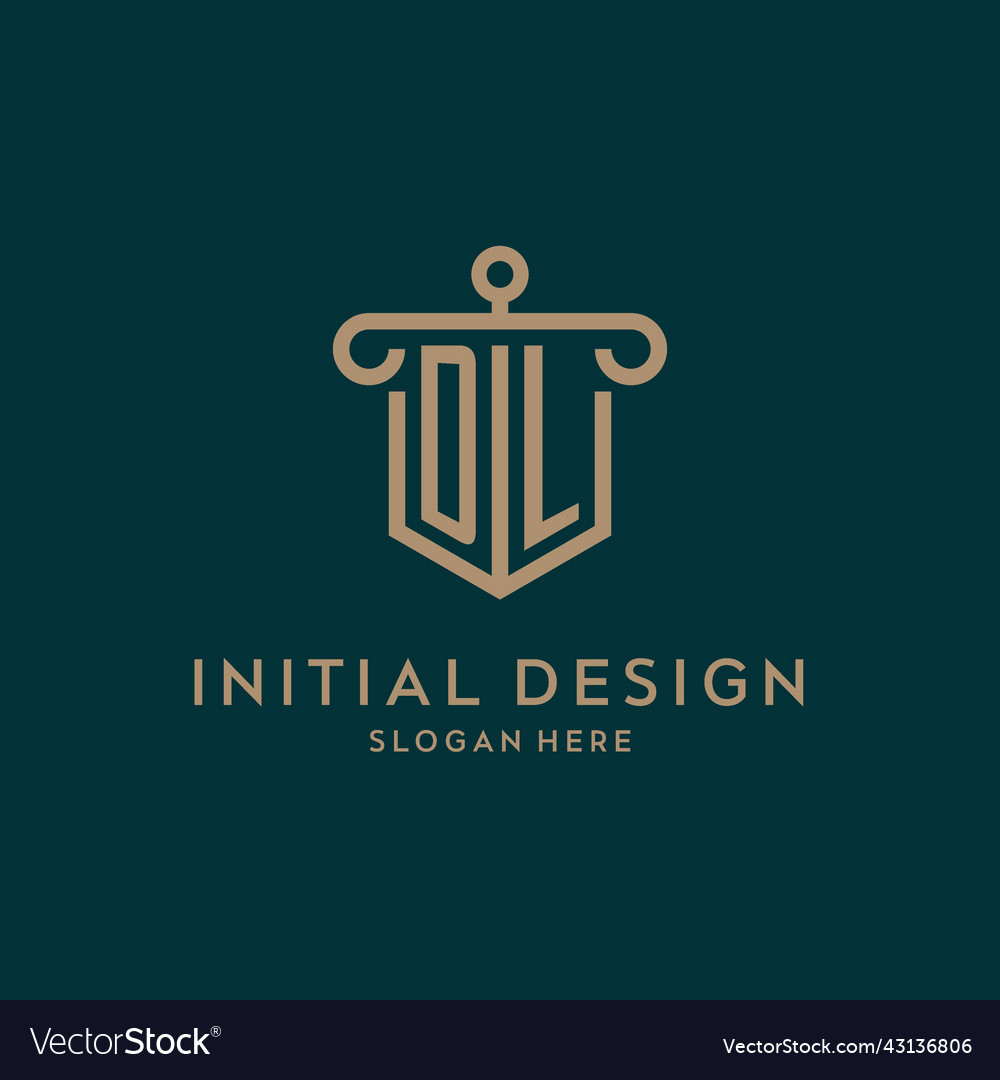 Dl monogram initial logo design with shield