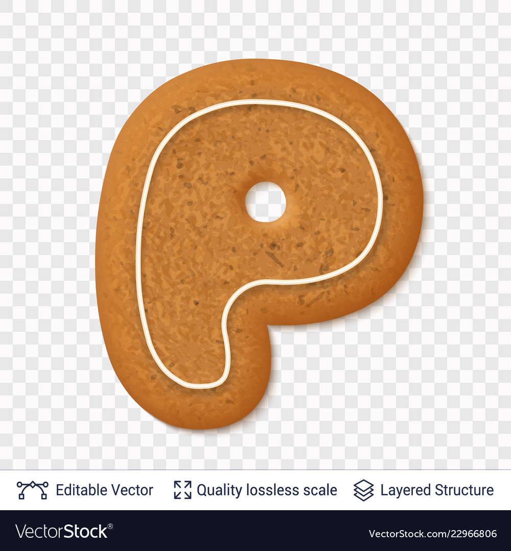 Gingerbread Buchstaben p Symbol mit Schatten