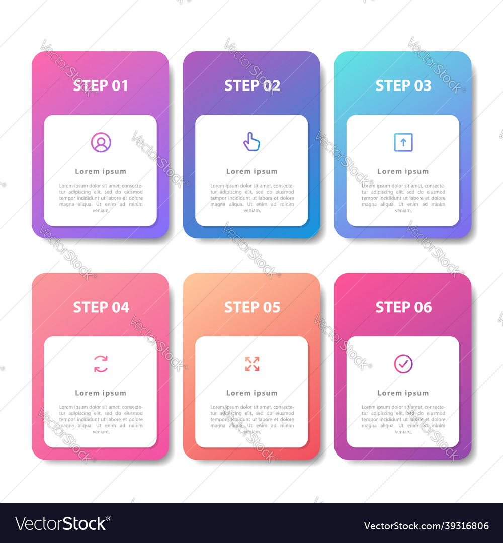 Gradient colorful infographic steps with text box