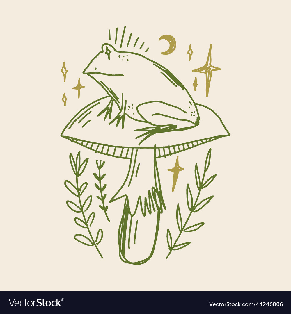 Groovy mushroom hippie frog or toad