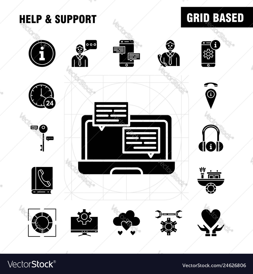 Help and support solid glyph icon for web print vector image Help and support solid glyph icon for web print