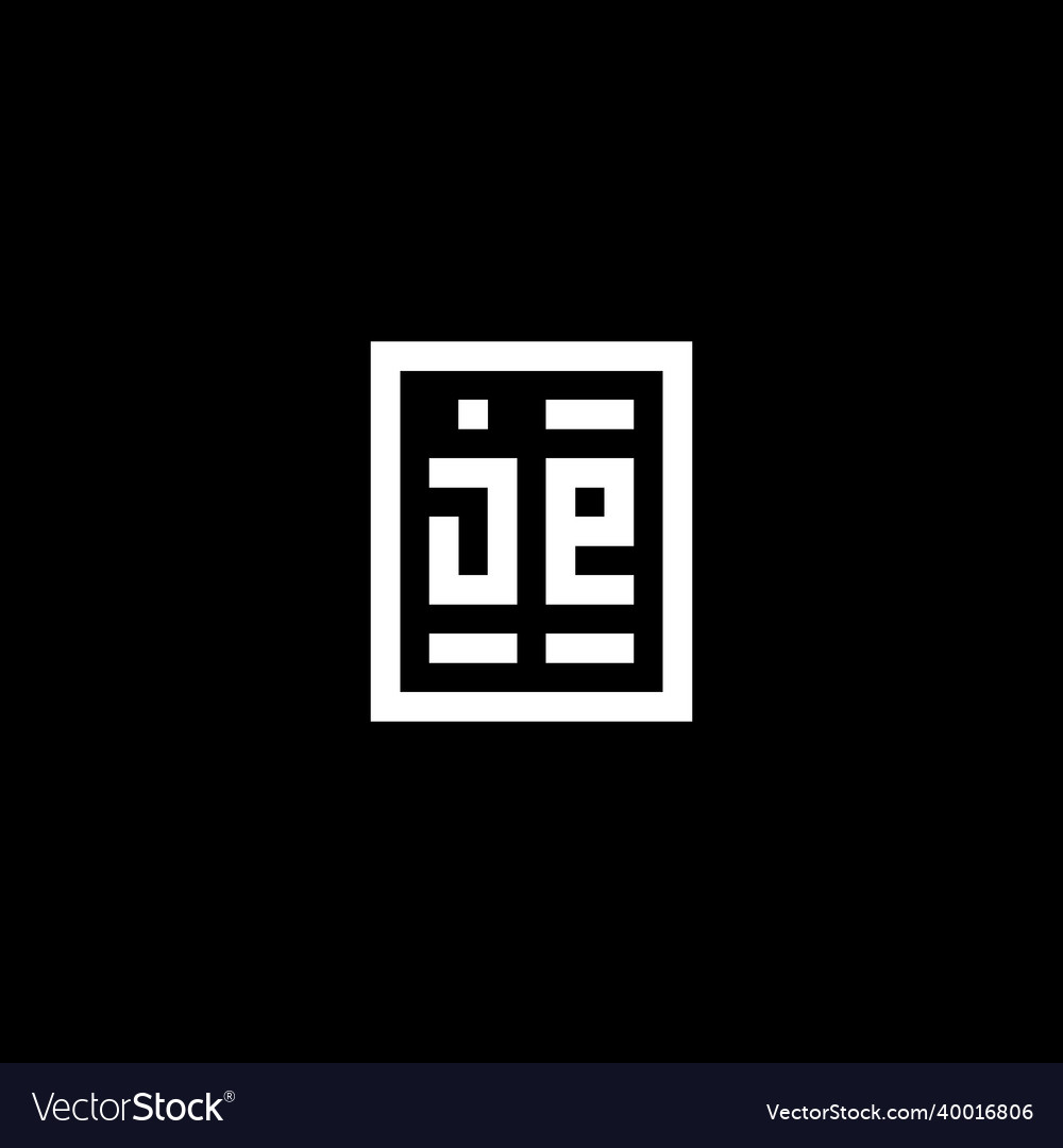 Je initial logo with square rectangular shape vector image Je initial logo with square rectangular shape