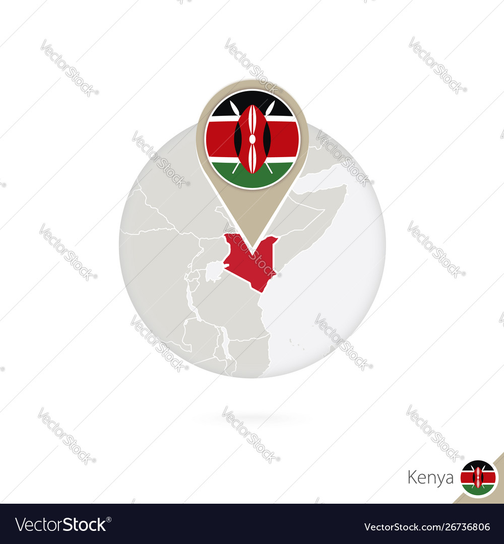 Kenya map and flag in circle