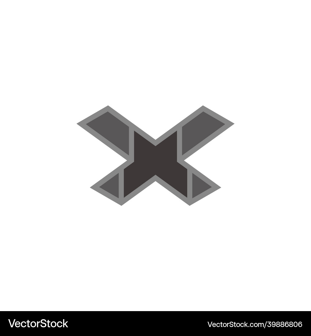 Letter x up design outline geometric 3d flat logo Vector Image