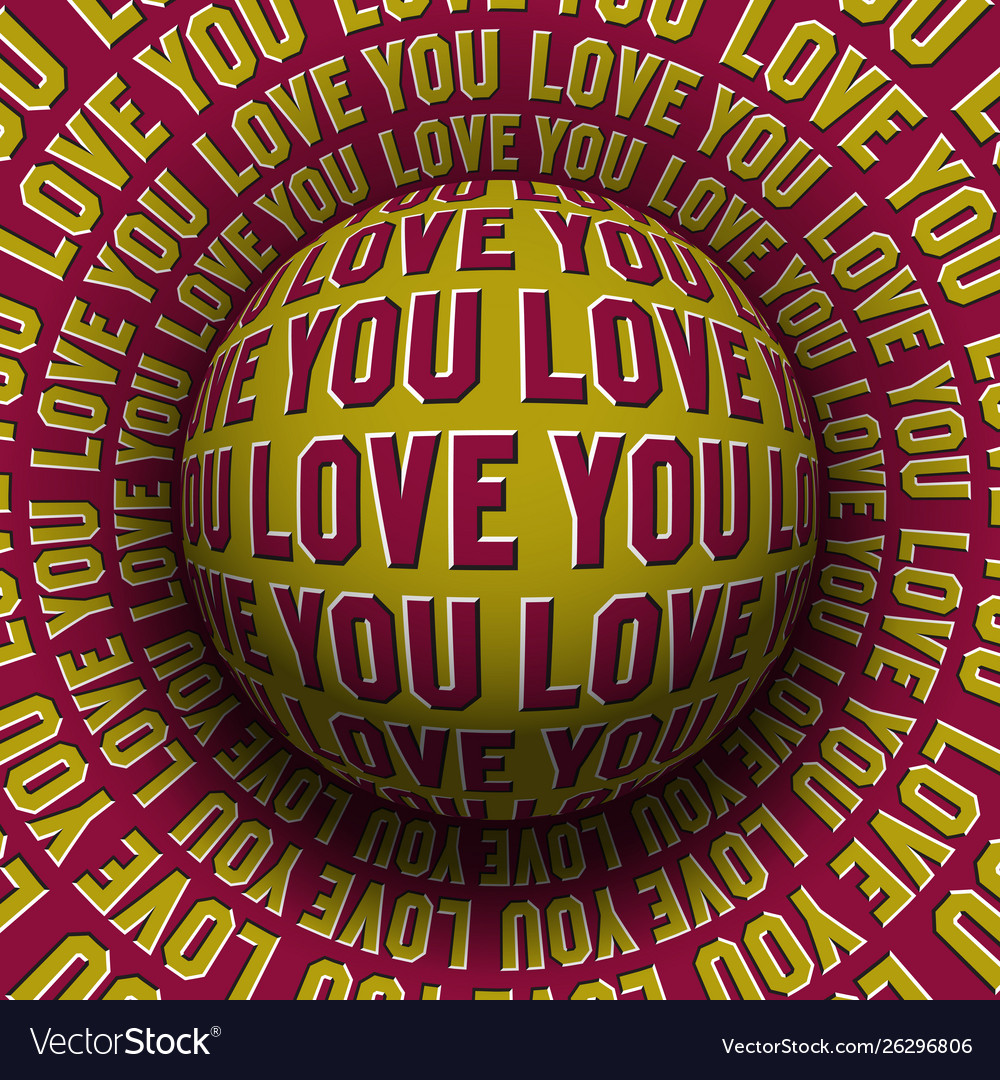 Love you patterned sphere rolling on rotating vector image Love you patterned sphere rolling on rotating