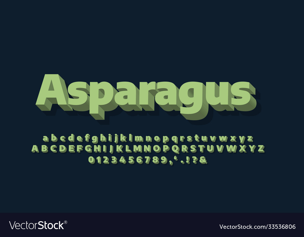 Modern alphabet 3d soft green text effect or font vector image Modern alphabet 3d soft green text effect or font