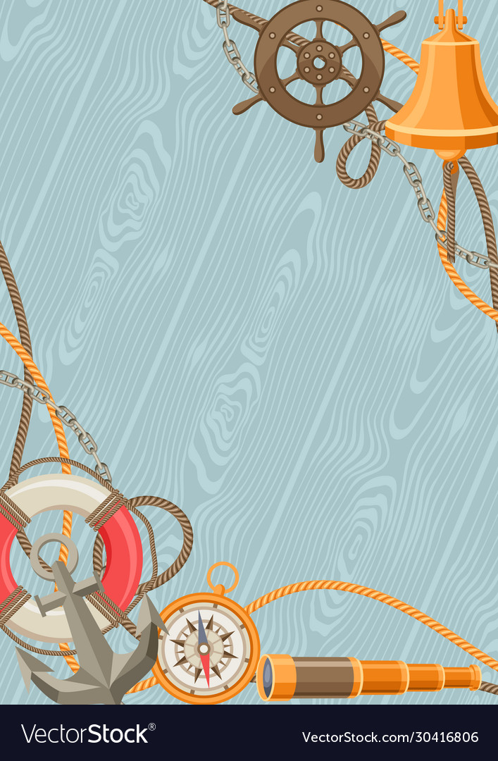 Nautical background with sailing items ropes