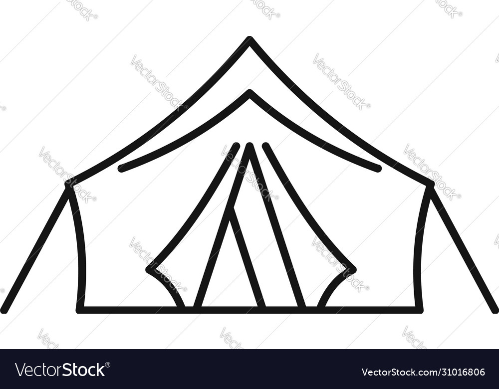 Outdoor hiking tent icon outline style Royalty Free Vector