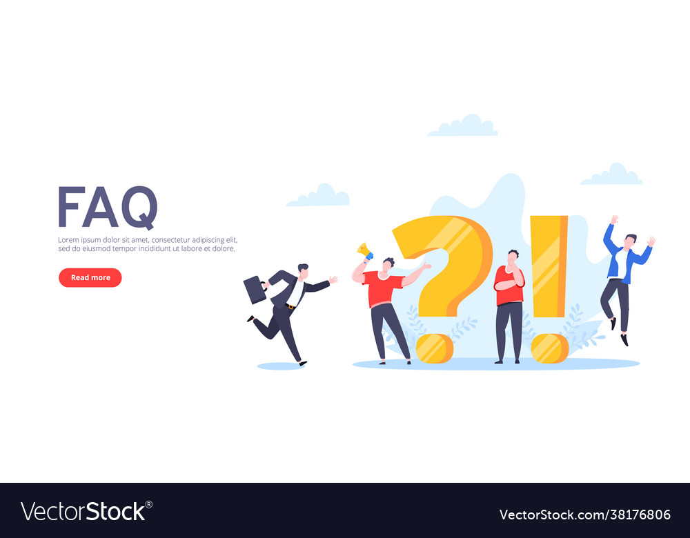Q and a or faq concept with tiny people characters vector image Q and a or faq concept with tiny people characters