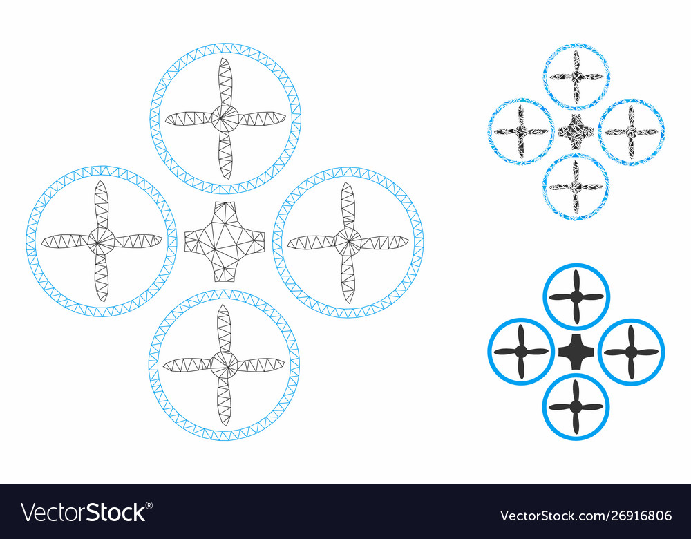 Quadcopter mesh 2d model and triangle vector image Quadcopter mesh 2d model and triangle