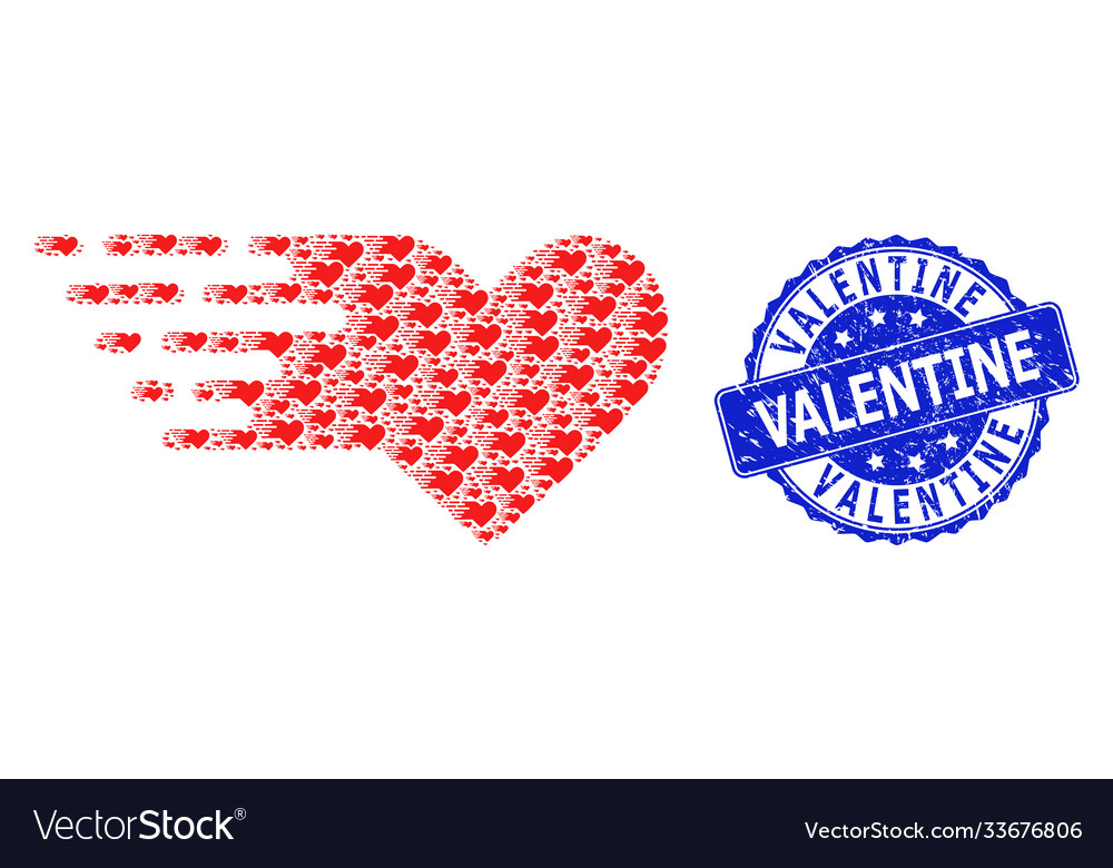 Scratched valentine round seal stamp and recursion Vector Image Scratched valentine round seal stamp and recursion