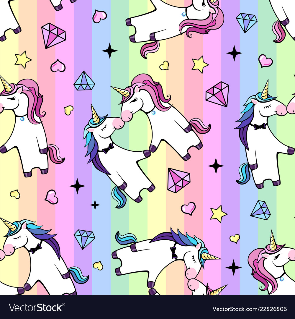 Seamless pattern romantic couple of unicorns Vector Image