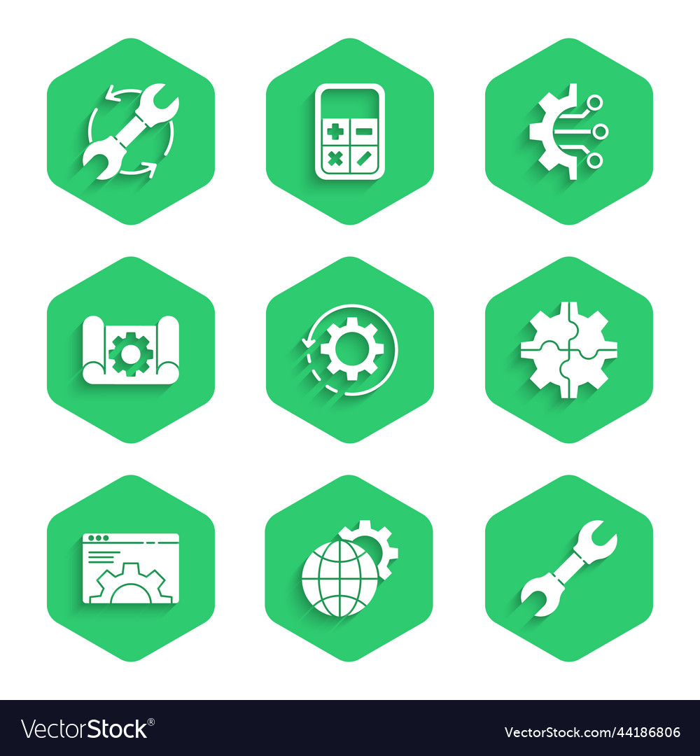 Set gear and arrows as workflow globe vector image Set gear and arrows as workflow globe