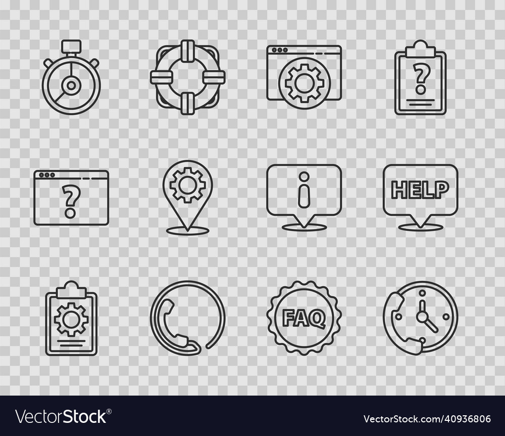 Set line checklist with 24 hours service vector image Set line checklist with 24 hours service
