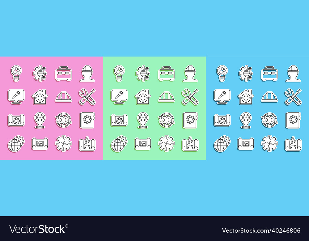 Set line graphing paper and compass user manual vector image Set line graphing paper and compass user manual