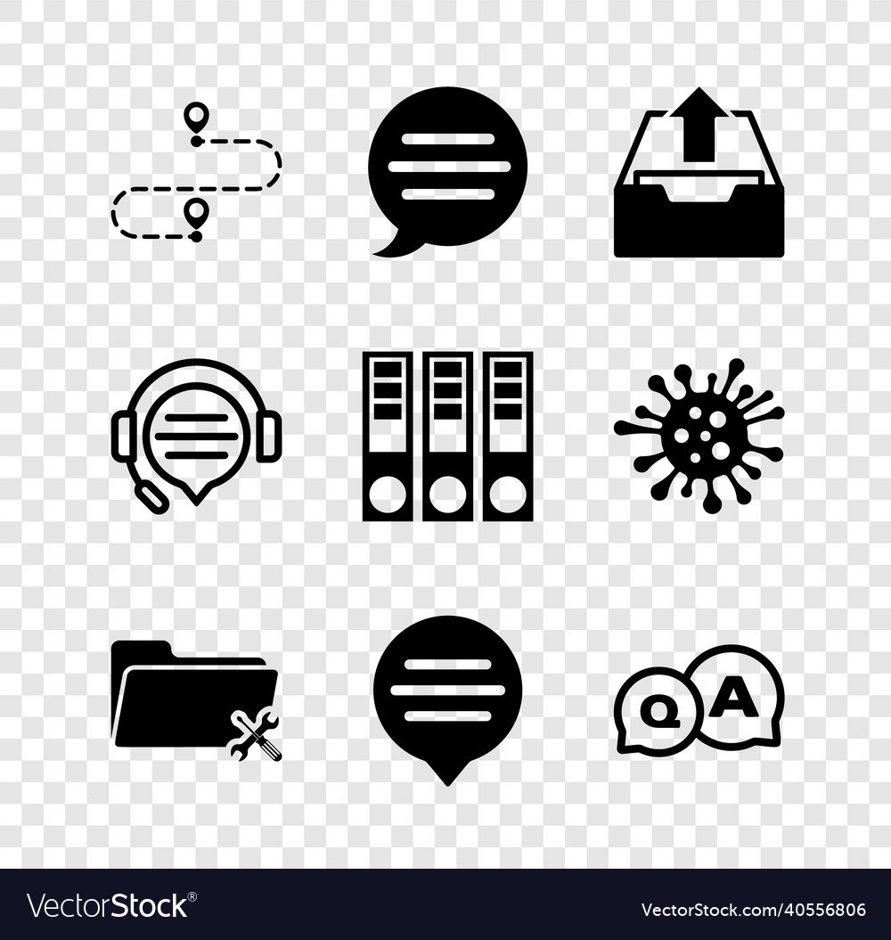 Set route location speech bubble chat upload vector image Set route location speech bubble chat upload