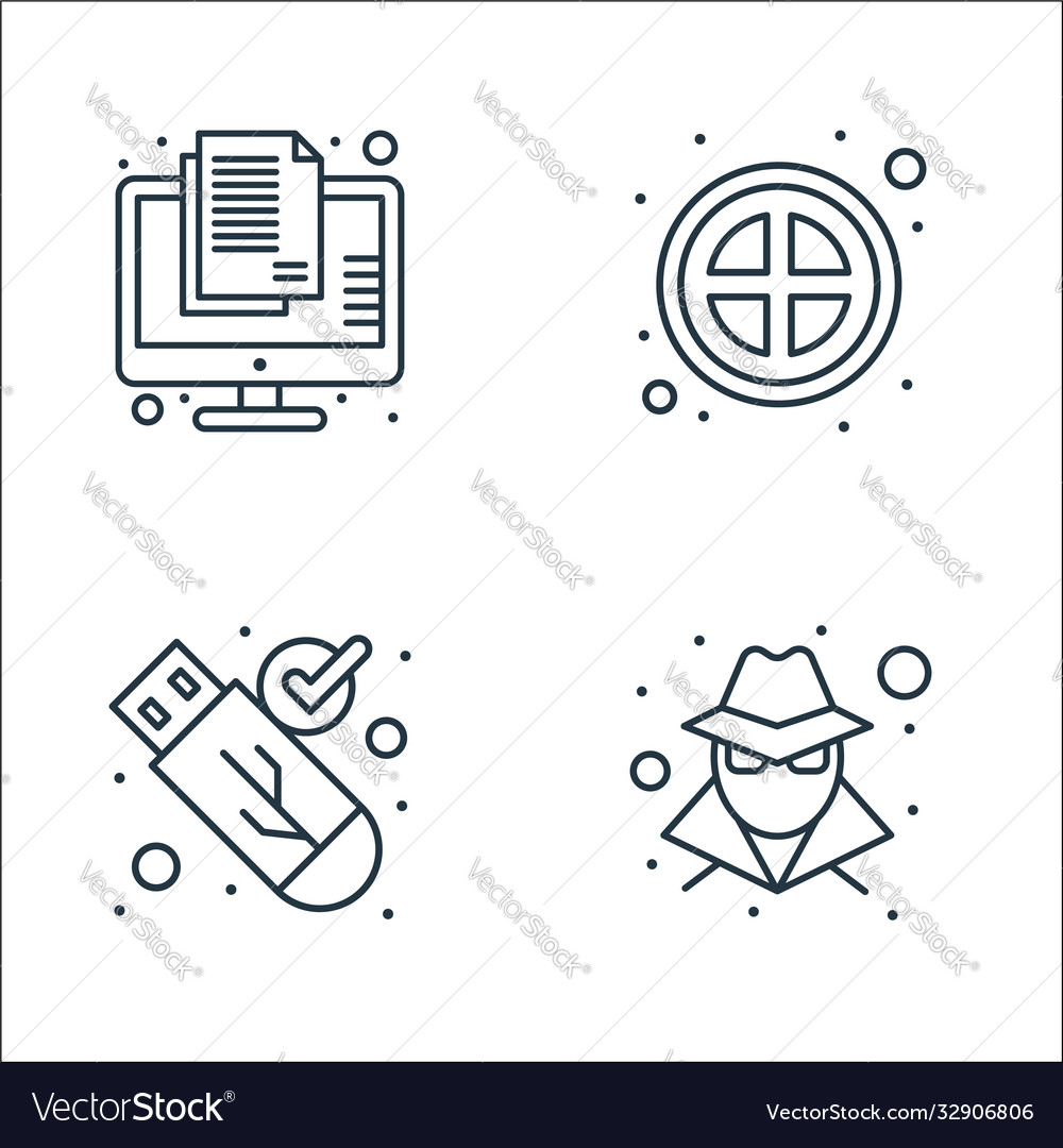 Web security line icons linear set quality