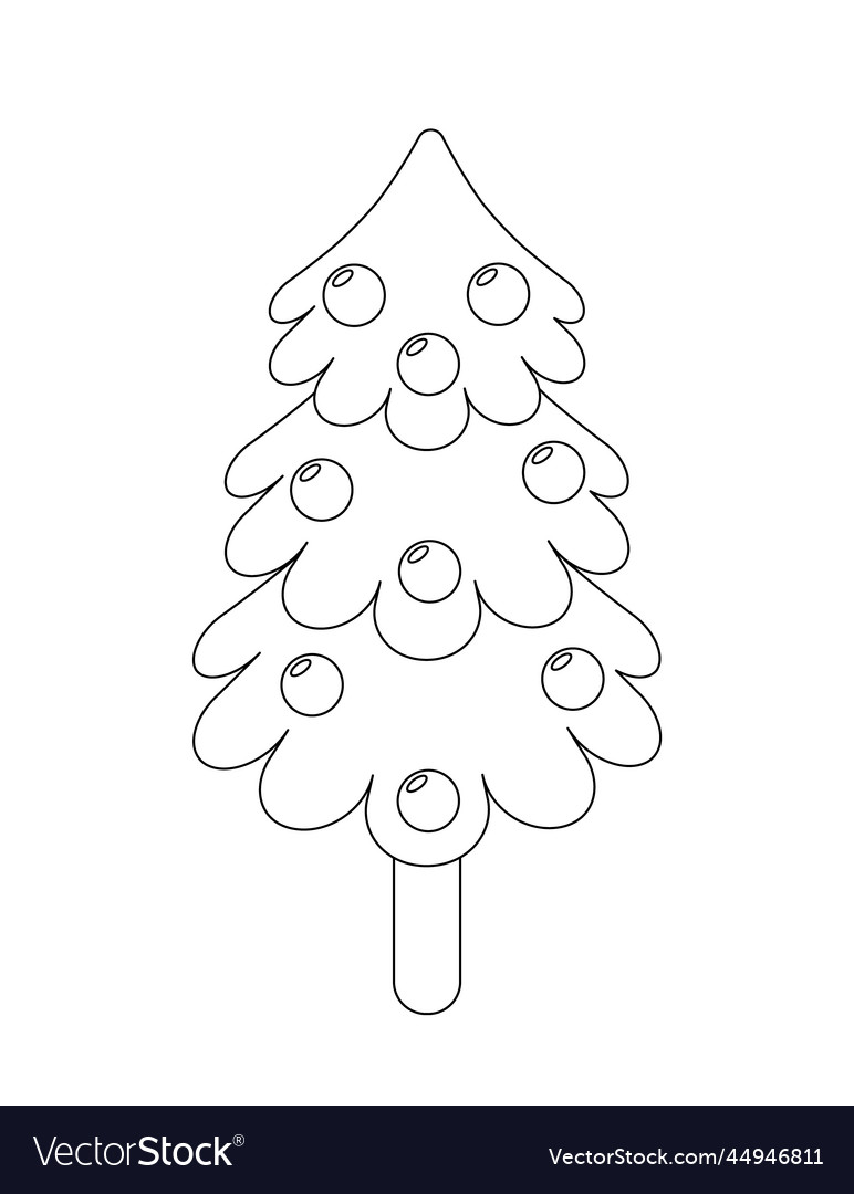 A doodle-style christmas tree contour drawing