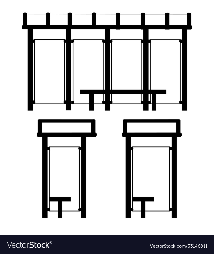 Black silhouette bus stop public transport stop Vector Image