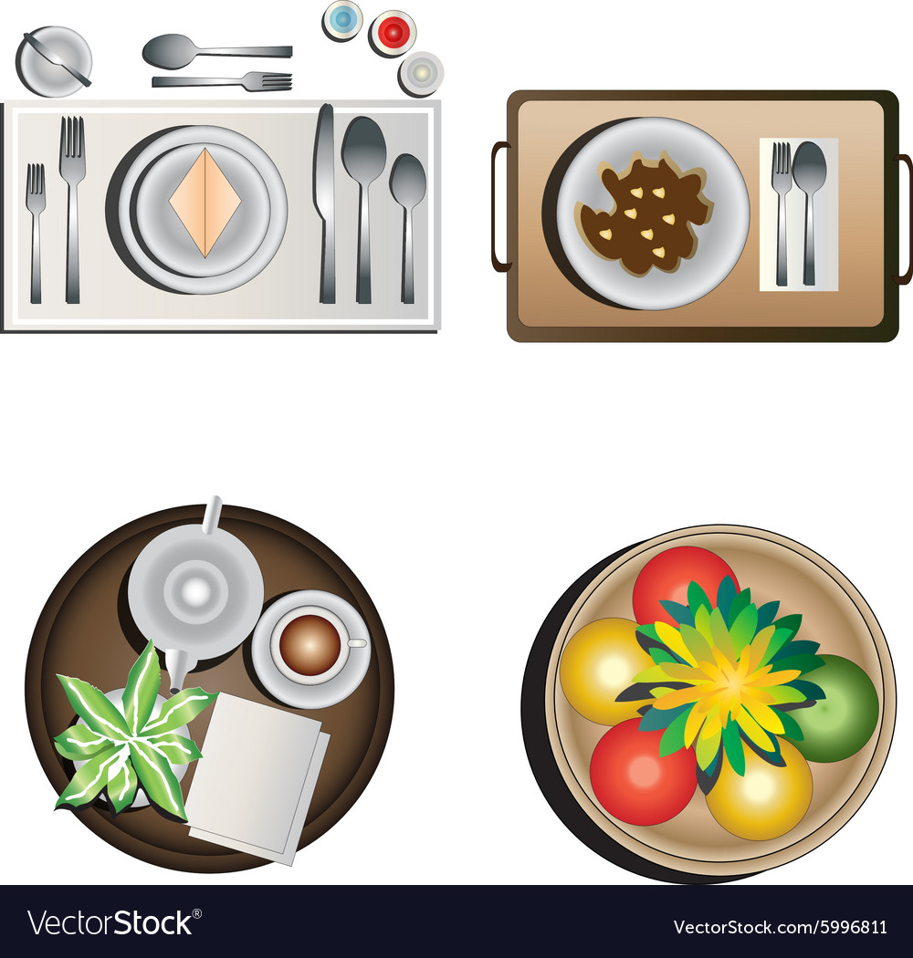 Breakfast Table Setting Top View
