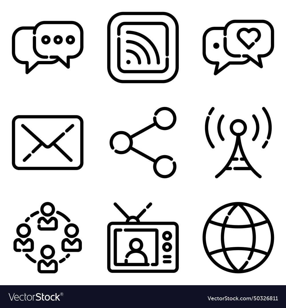 Communications flat icon set isolated on white Vector Image