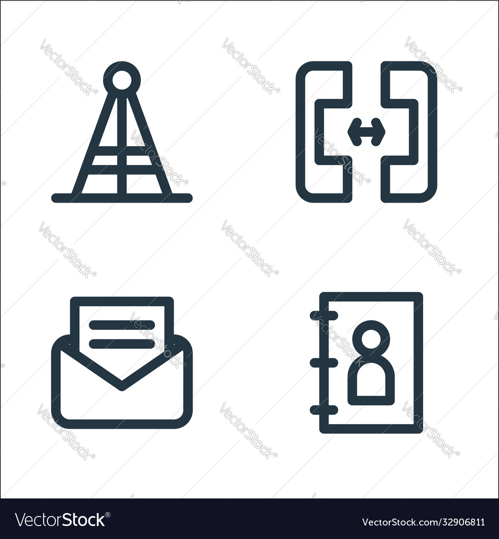 Communications line icons linear set quality vector image Communications line icons linear set quality