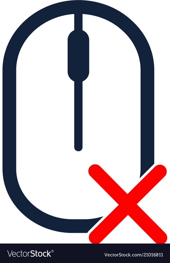 Computer mouse icon with cross error symbol flat