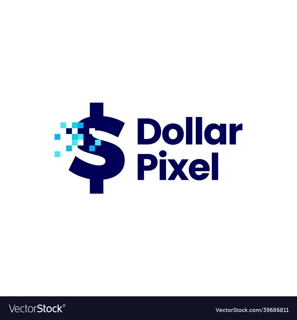 Dollar money sign pixel mark digital 8 bit logo