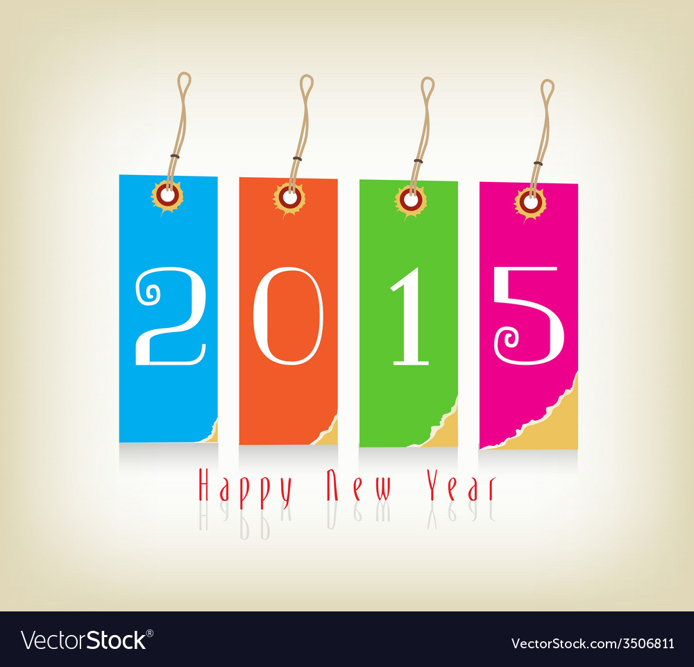 Happy new year with tags Royalty Free Vector Image