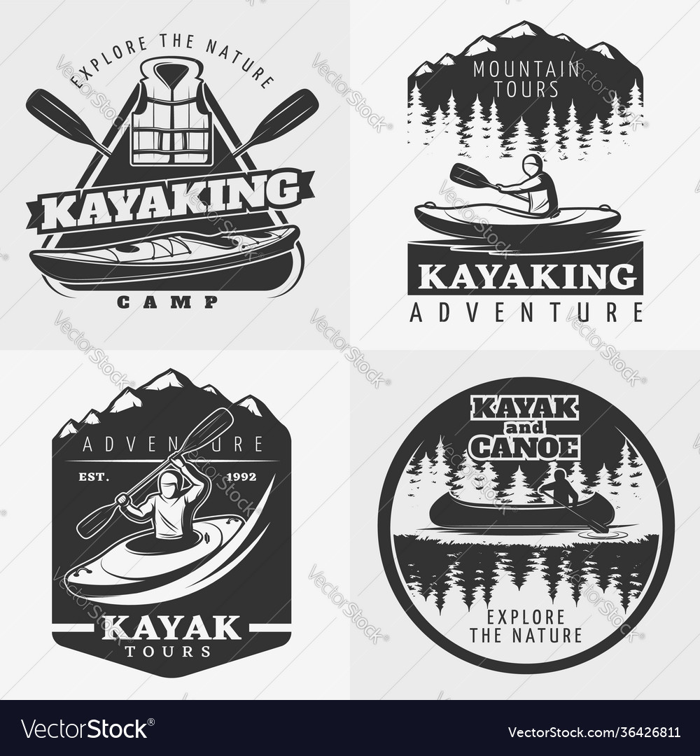 Kayaking Abenteuer Embleme Zusammensetzung