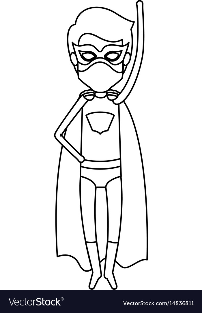 Monochrome contour faceless of superhero guy