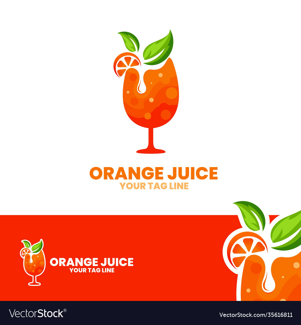 Orange juice glass logo Royalty Free Vector Image